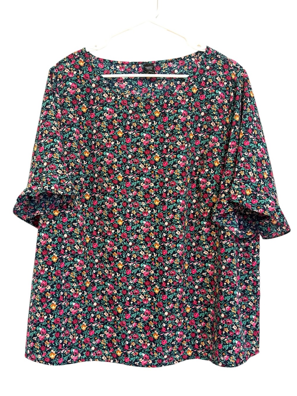 2/$30 Emery Rose 2XL Floral Flutter Sleeve Blouse Cottagecore Boho Top